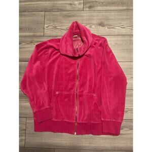 Y2K Micheal Kors Pink suede Velour Track Jacket size 2XL